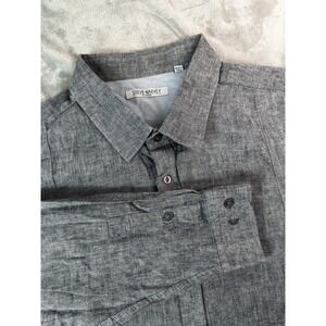 Steve Harvey Shirt Mens 3XLT Gray Linen Cotton Long Sleeve Big Tall Button Front